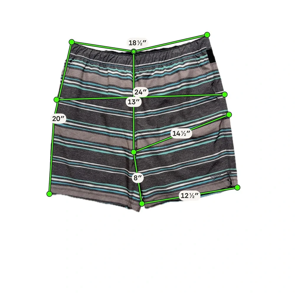 Speedo‎ Swim Shorts Mens XL Gray Multicolor Stripe Lined Drawstring Pocket